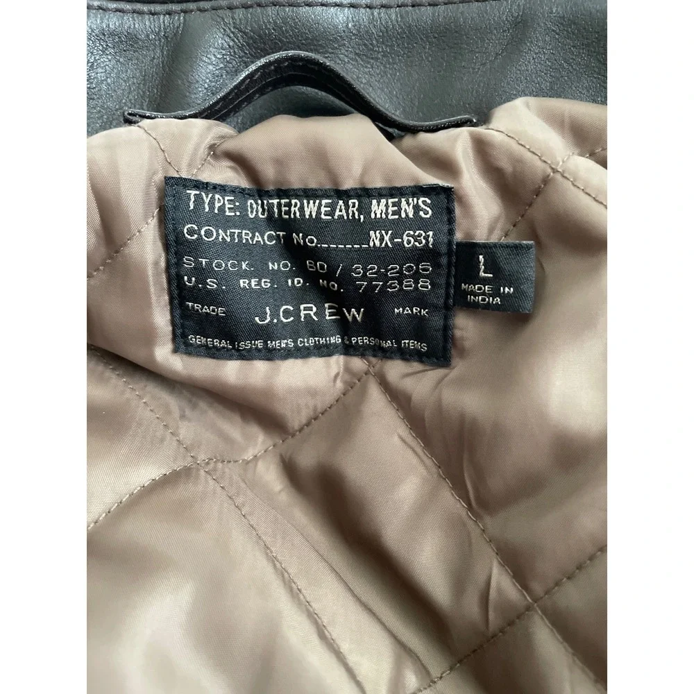 J. Crew Men's Large Brown Flight jacket in Italian leather NEW $800